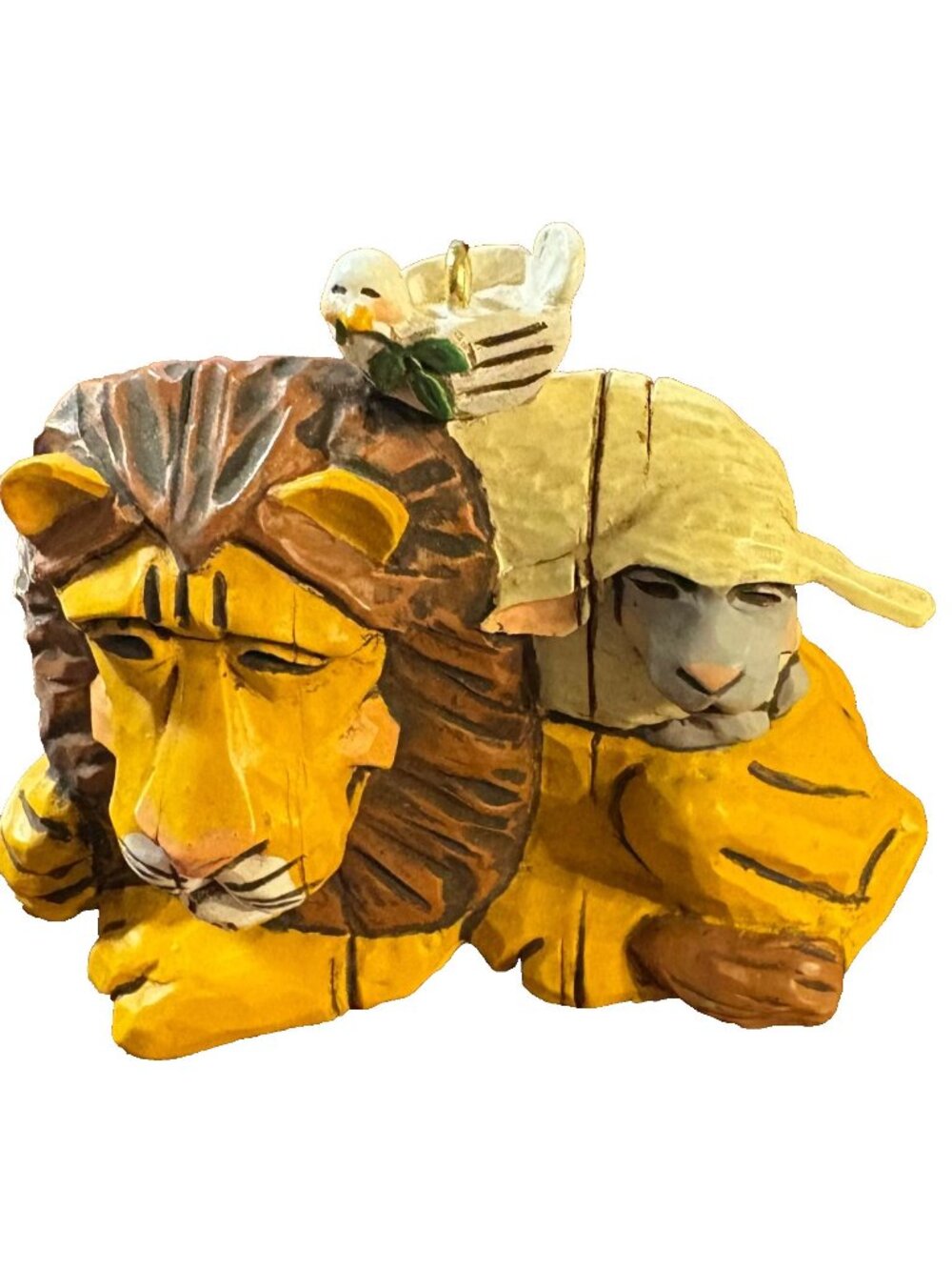 Hallmark 1999 Hand-Painted Resin Figurine Lion & Lamb Peaceful Scene Signed TWL